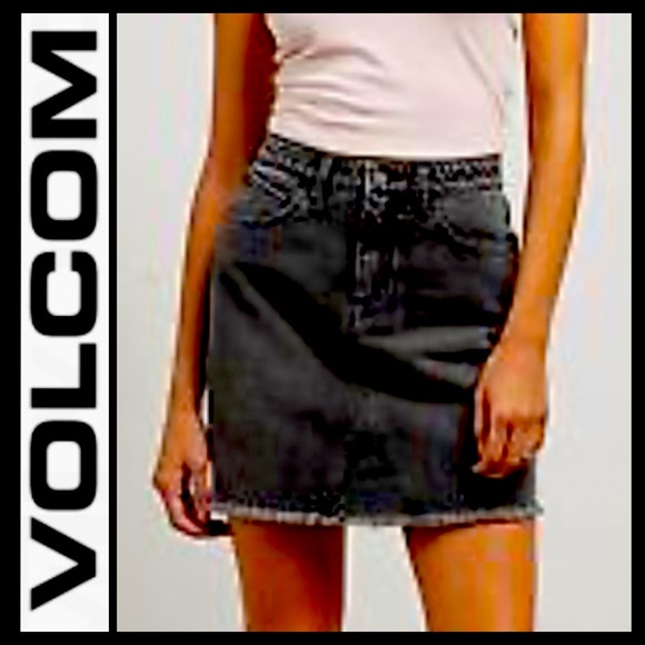 Volcom High Waist Raw Hem Denim Skirt - Picture 1 of 8